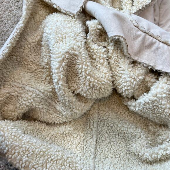 Vintage Y2K Faux Suede Faux Fur Sherpa Lined Jacket Button Up Hood size Medium - Picture 6 of 13